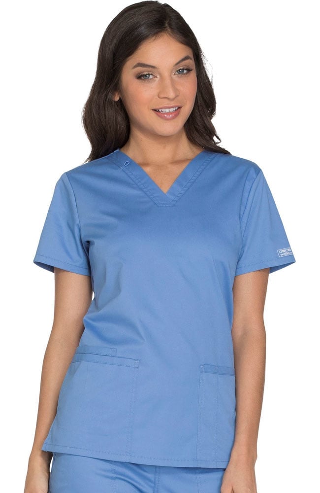 Choose SZ/color Details about   Cherokee Women's Workwear Core Stretch V-Neck Top 