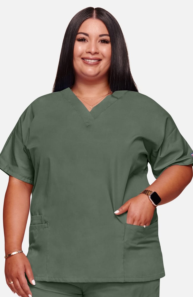 Details about   Palms and Posies Cherokee Scrubs Genuine V Neck Top CK637 PAAN